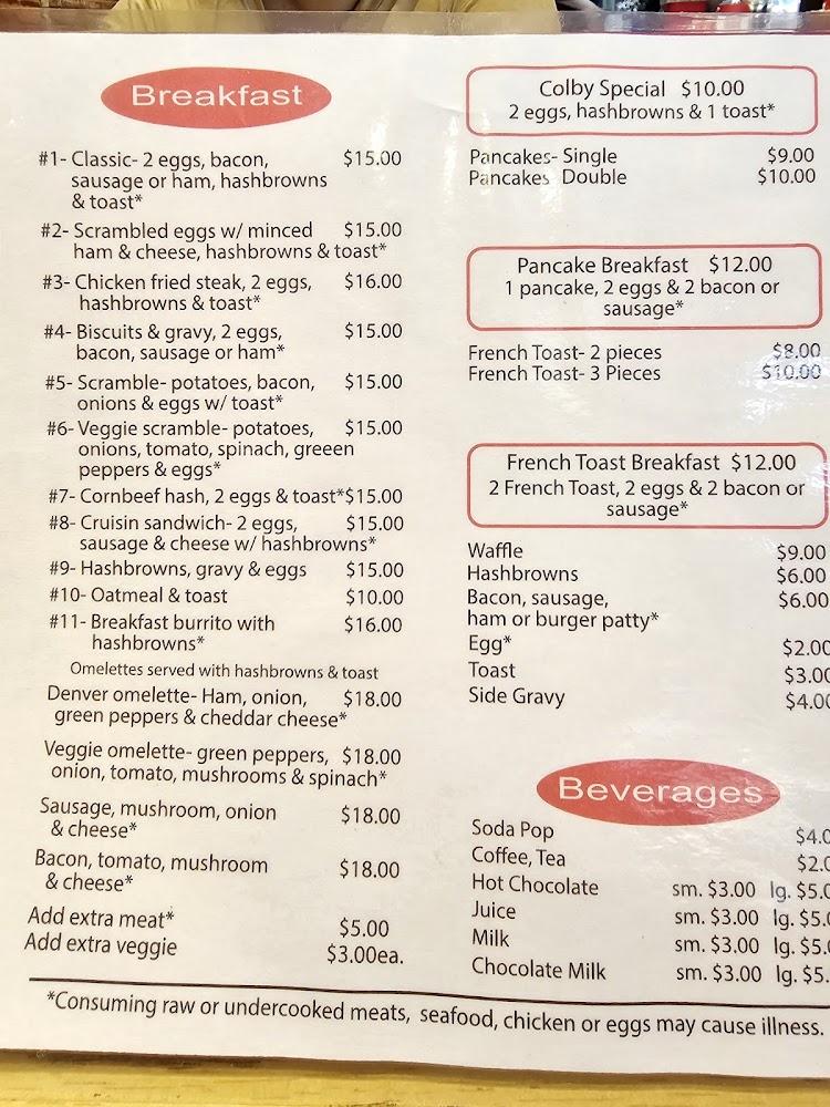 Colby Diner Menu image 2