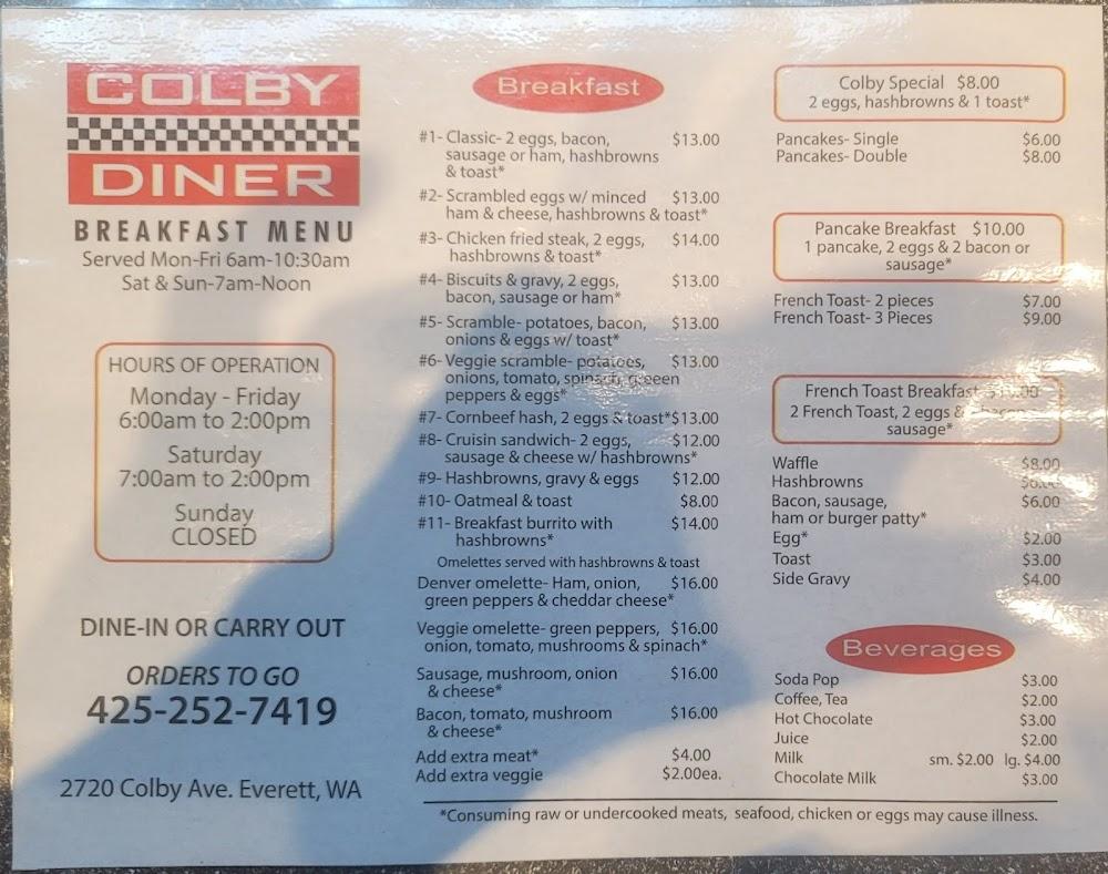 Colby Diner Menu image 3
