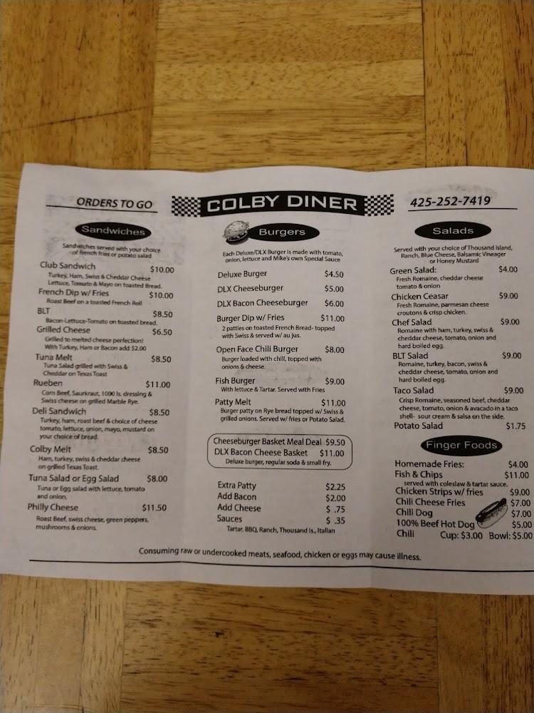 Colby Diner Menu image 4